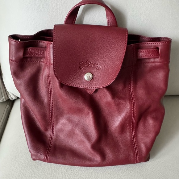Longchamp Handbags - LONGCHAMP ALL LEATHER BURGUNDY Backpack